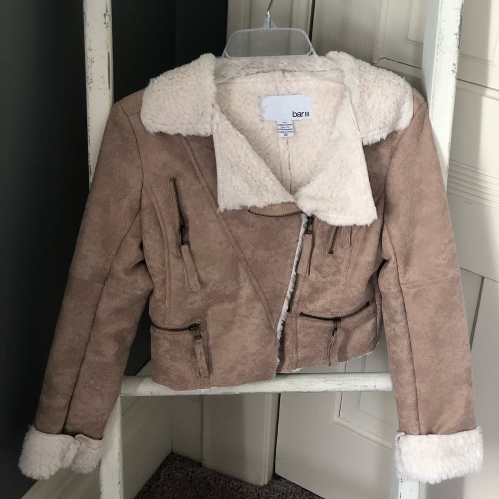 BAR III Suede Moro Jacket with Faux Fur Lining
